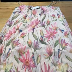 H&M // Plissé Strappy Dress // Ankle Length // Cream/Floral